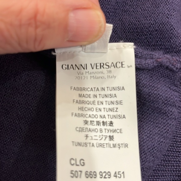 EUC Versace Collection fine 100% wool v neck purple long sleeve sweater - Picture 11 of 12